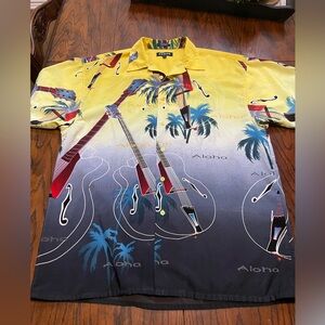 Vtg Koman Sport  Hawaiian Aloha shirt Guitar Party